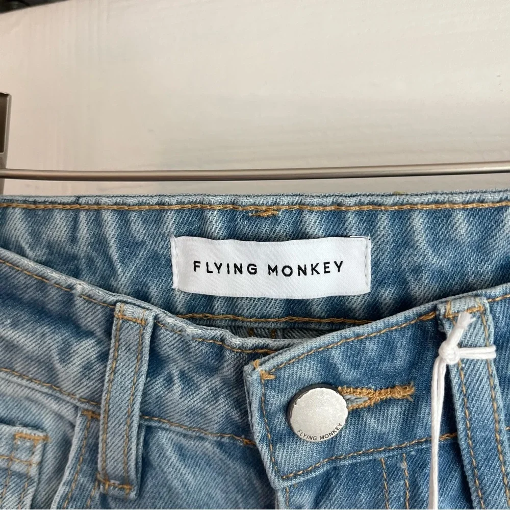 Flying Monkey High Rise Wide Leg Jeans Distressed